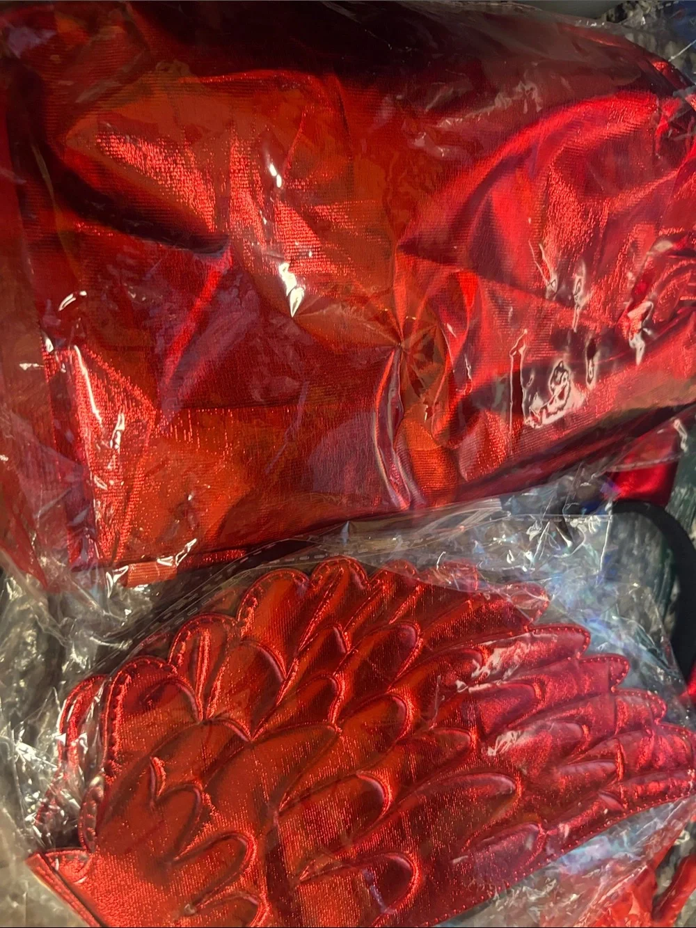 Red Metallic Devil Costume Set - skirt ,Headband, Wings & Tail